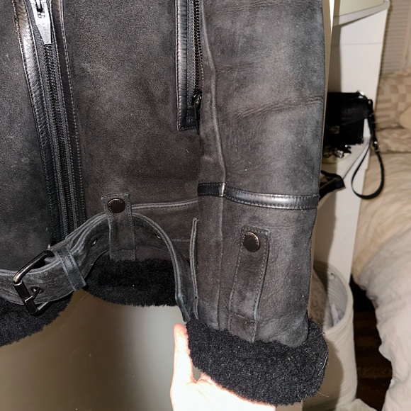 The Arrivals Moya Suede Black Shearling Jacket - Picture 9 of 12